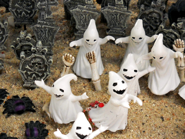 Halloween miniature figurines at city floral greenhouse and garden center