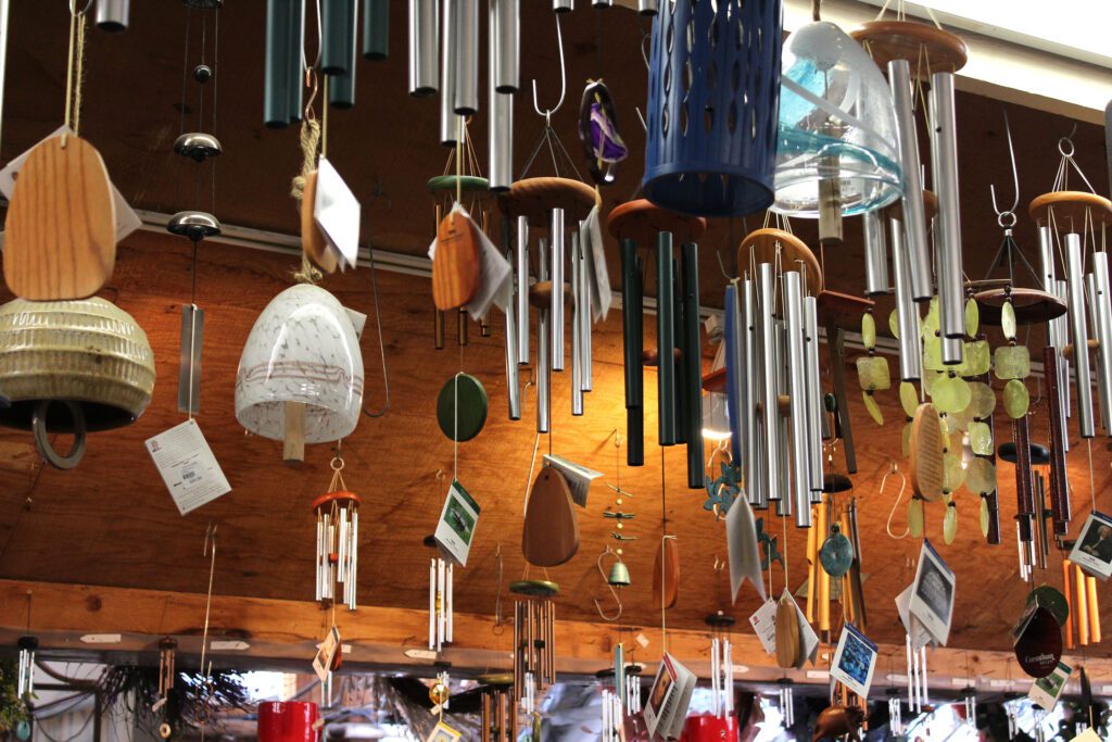 city floral garden center gift store wind chime selection